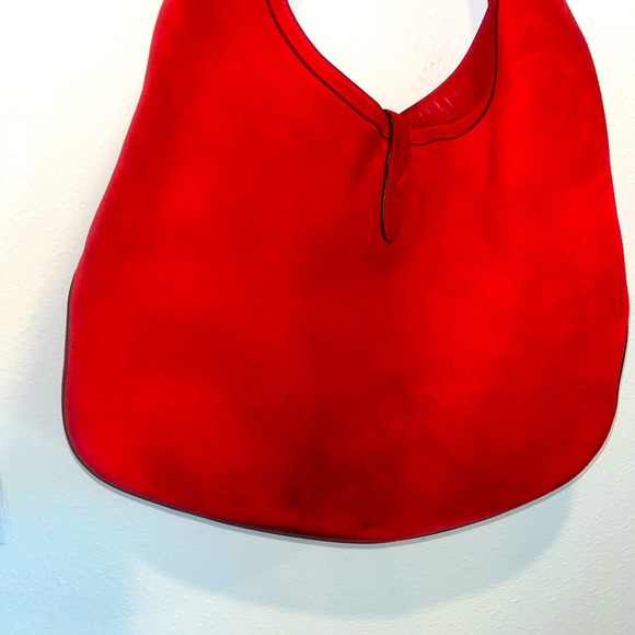 Authentic, Beautiful Red, Suede Gucci Jackie Like new - Picture 5 of 6